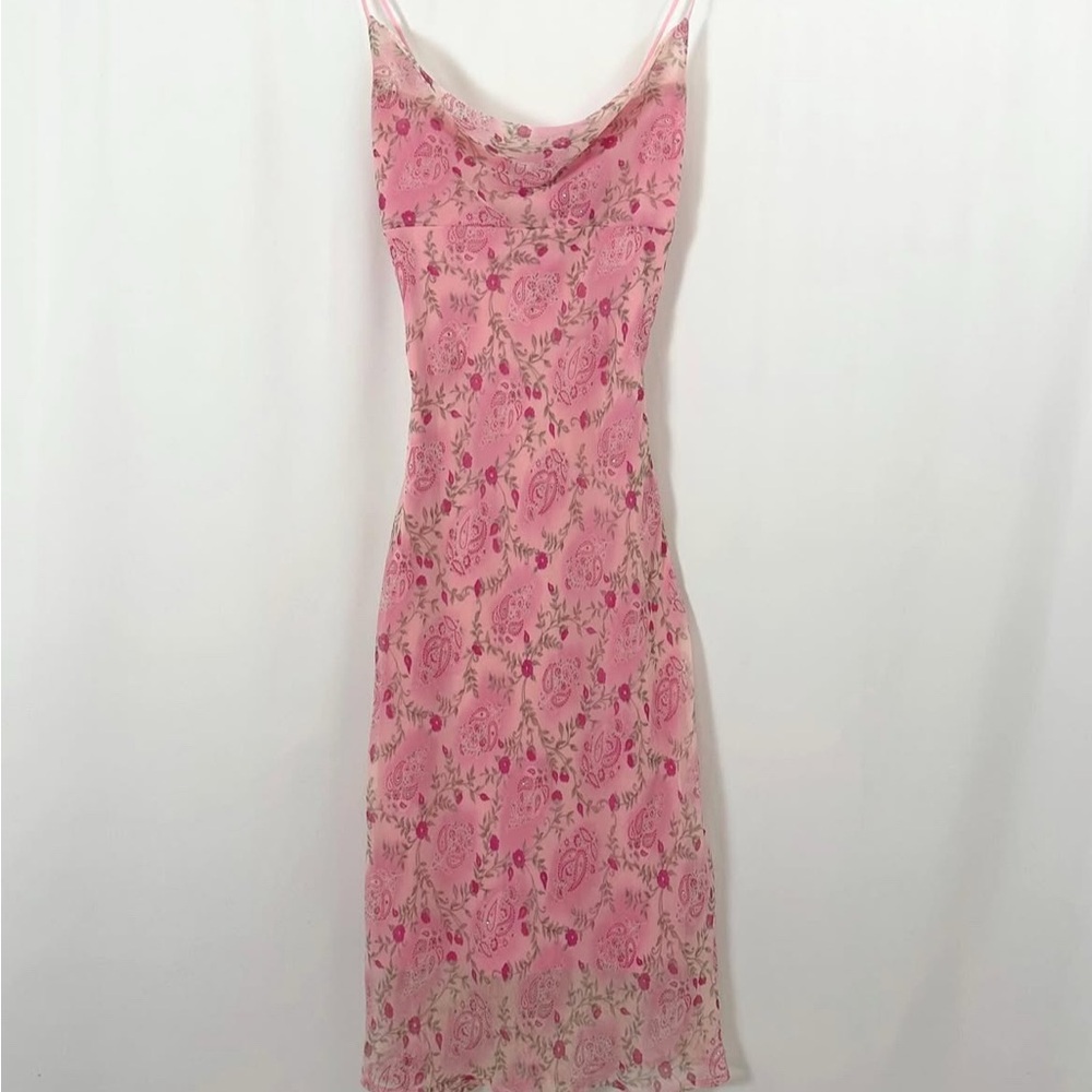 Pink Floral Slip Midi Dress